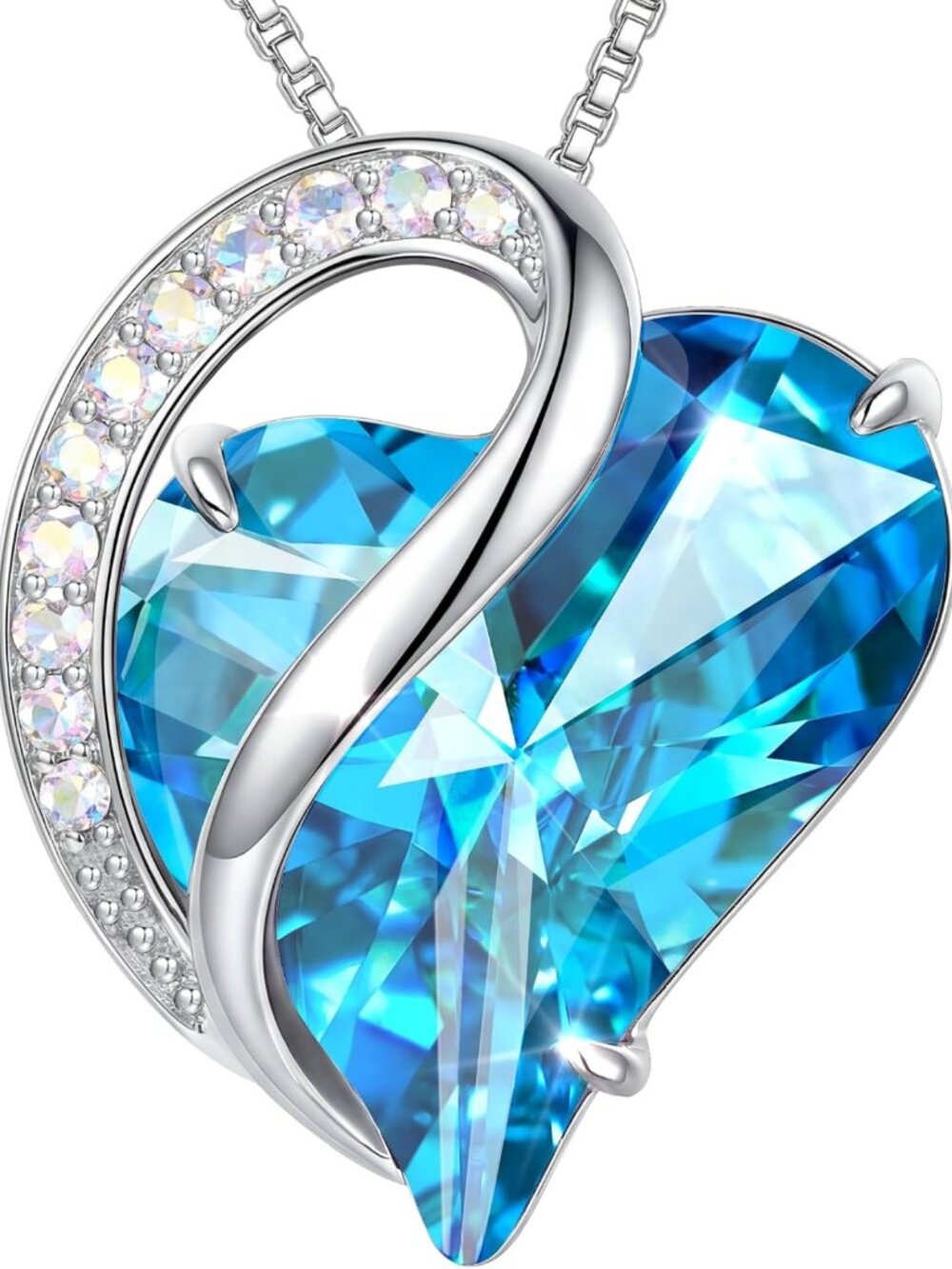 Elegant Crystal Heart Pendant Necklace for Women - Sparkling Silver-Tone